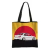 Bolsas de compras Japón JDM Racing Car Print Bag Motor Elástico Bolso Hombro Tote Shopper Totes de gran capacidad