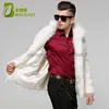 Men's Fur Faux Fur Men039s Jackets BHUNATI Mens Fur Coat White Stand Collar Long Sleeve Winter Men Faux Solid Loose Jacket Casual2110193L230914