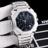 Top Fashion Quartz Chronograph Watch Mężczyzn Grey Sier Tarf 40 mm Classic Stopwatch Gentlemen Casual Randwatch Pełny Zegar ze stali nierdzewnej 6179