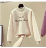 Dameshoodies Lamswollen Tops Sweatshirt Dames Grote Maat Trui Oversize Halfhoge Kraag Plus Fluweel 2023 Winter