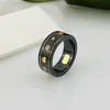Gold Bee Planet G Couple Polished Black and White Ceramic Pair Ring