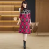 Automne Robes midi en tricot floral en tricot 2023 femmes designer O-cou mince élégante et jeune fille noire plus taille plus manche longue fraîcheur chaude