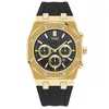 2021 New gold men business watch fashion Gentalmen luxury watches black silicone automatic quartz wristwatch silver male clock who2600