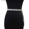 Ceintures Nouveau Unique diamant chaîne mince ceinture femmes mode acrylique argent brillant ceintures femme jean robe ceinture 2023 Q230914