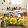 Cute Cow Print Duvet Cover Queen Size Kawaii Highland Bedding Set King Comforter Cartoon Farm Animals282I