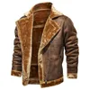 Fourrure pour hommes fausse fourrure hiver veste en daim hommes mode Vintage manteaux de fourrure revers hommes Plus velours Biker cuir extérieur Bomber vêtements d'extérieur 201104L230914