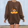 Sudaderas con capucha para mujer Tops tipo túnica de punto Sudaderas elegantes para Halloween Otoño e invierno Sudadera de moda Impreso Cuello redondo Largo X Luz