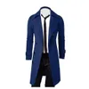 남자 트렌치 코트 패션 브랜드 가을 재킷 롱 윈드 브레이커 남성 고품질 슬림 한 슬림 한 단색 더블 가슴 230914