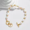 Strand moda natural de água doce branco pérola pulseira barroco pérolas genuínas frisado pulseiras corrente para mulheres jóias finas presentes