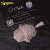 Passa il tester del diamante Iced Out Ciondolo a mano placcato in oro rosa e bianco da 3 pollici Pendenti in argento sterling 925 Vvs Moissanite Hamsa