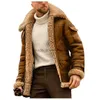 남자 ''모피 가짜 모피 2021 남자 중간 길이의 바람막이 자켓 라펠 단색 스웨이드 코트 패드 패딩 긴 슬래브 양고기 모피 코트 캐주얼 재킷 230914