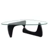 Meubles de salon Table basse noire Triangle en verre, Base en bois massif, livraison directe, maison jardin Otd7S