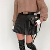 スカート2023秋のプリーツブラックAラインの女性のスカートセクシーなジッパー女性短い春のソリッドファッションストリートウェアレディースボトム