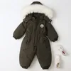 Jacken -30 Winter Babykleidung verdicken warme Strampler plus Fleece Overall Schneeanzüge Mädchen Jungen Kapuzenjacken Skianzüge Kinder Mantel Oberbekleidung 230914