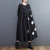 Casual Dresses 2023 Japanese Yamamoto Dark Style Patchwork Print Dot Loose Chic Autumn Dress Street Fashion Women Spring Ruffle