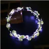 Hårtillbehör Led Light Up Wreath pannband Kvinnor Girls Flashing Headwear Concert Glow Party Supplies Halloween Xmas Gifts RRA2074- DHGZU