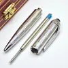 Limited Edition R Series Cart Metal Ballpoint Pen Black & Silver Stainless Steel Stationery Office Writing Ball Pens With Luxury Gem Top