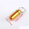 Storage Bottles Jars Travel Aluminum Alloy Waterproof Pill Box Case Keyring Key Chain Medicine Organizer Bottle Holder Container K Dh3Cp