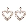 Hoop Earrings Flash Heart Dangle Silver Rhinestone Wedding Jewelry Exaggerated Crystal Big Fashion Designer Brincos