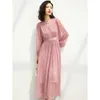 Casual Dresses Luxury Heavyweight Pink Fairy Dress With Silk Medium Sleeves Spring/Summer Design Long High Waist Slim Appearance