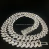 Anpassade hiphop -smycken VVS1 Iced Out Cuban Chain 925 Silver 15mm 14mm 12mm Diamond Cuban Chain