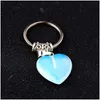 Key Rings Natural Stone Quartz Heart Shape Pendants For Women Girls Gift Fashion Jewelry Accessories Drop Delivery Dhopb