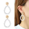 Boucles d'oreilles créoles en perles pour femmes, style baroque mi-ancien, tendance, légères, luxueuses, mode automne