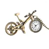 Pocket Watches Vintage Bike Shape Clock Bicycle Men Women Quartz Analog Klocka Pendant Halsbandskedja Arabisk siffra Display Collectible