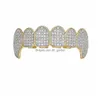 Gold Shiny Iced Out Teeth Grillz Rhinestone Top Bottom Grills Set Hip Hop Jewelry Drop Delivery DH4UY