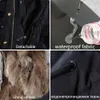 Piel de mujer Piel sintética Maomaokong Forro de piel natural Abrigo de piel real Chaqueta de invierno Mujeres Cuello de piel de mapache Parkas gruesas cálidas Ropa femenina 230912