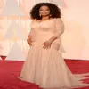 Oprah Winfrey Oscar celebridade vestidos no tapete vermelho champanhe sereia plus size manga longa plissado noite mãe fora vestidos de noiva282w