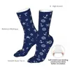 Men's Socks Men Sport Navy Blue Nautical Anchor Pattern Cotton Harajuku Women