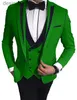 Męskie garnitury Blazers Masowe jedno przycisk niebieski/biały/fioletowy/zielony ślub mężczyźni szczytowe lapy trzy sztuki Tuxedo Business Groom (kurtka+spodnie+kamizelka+krawat) W1014 L230914