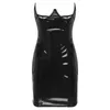 Casual Dresses Open Cups Underwired Corset Dress For Sexy Womens Female Vestido Patent Leather Lace-up Zipper Back Clubwear Costume
