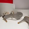neue Cleo Mirror Leder-Stiletto-Sandalen 95 mm Strass-Kleidschuhe Mode High Heels Abendschuhe Knöchelumlaufender Luxus-Designer-Fabrikschuh 43 Mit Box