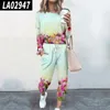 Frauen Hoodies Herbst Frühling 2023 Zwei 2 Stück Set Frauen Outfits Passenden Sets Floral Print Sweatsuit Damen Trainingsanzug Weibliche streetwear