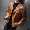Men's Leather Faux Motorcycle Pilot Jacket 2023 Fashion Brand Designer Punk Wind Oblique Zipper Design Coat 230912