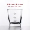 Wijnglazen Creatief Kort Vierkant Bloem Bedrukt Transparant Glas Drinkgerei Drinkbier Wisky Dik Glaswerk 280ML