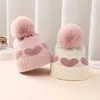 Hoeden Herfst Winter Baby Gebreide Muts Zachte Pompom Born Beanie Cap Leuke Liefde Hart Gehaakte Warme Baby Meisjes Bonnet