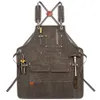 BBQ Canvas Apron Bib Chef Kitchen Apron för kvinnor Män målare barista bartenderfickor Hem Barber Cafe Restaurang Tool Aprons219p