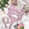 섹시한 세트 팬시 란제리 레이스 매끄러운 속옷 진주이 섹시한 intim goods solid bra and 팬티 세트 가터 복장 230808