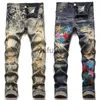 Jeans pour hommes Hommes Designer Jeans Mode Européenne Amérique Style Jean Hombre Lettre Étoile Broderie Pantalon Patchwork Ripped pour Moto Pantalon Skinny UJ98 x0914