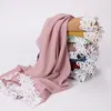 Vêtements ethniques 10pcs feuilles de fleurs musulmanes dentelle hijab femmes tendance écharpe en mousseline de soie châles islamique hijab enveloppes foulard foulard femme