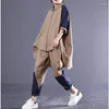 Frauen Zweiteilige Hosen Baumwolle Leinen Sets Halbe Hülse Vintage Hemd Und Casual Harem Übergroßen Koreanische Mode Frauen Outfits