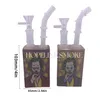 4in Cuboid Glass Bottle Water Pipes Bongs com Joker Patterns Removíveis Downstem e Bocal