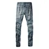 Calças de brim estiramento calças buraco fino ajuste masculino pintado hip hop rasgado calças jeans magros dos homens calças casuais tamanho grande 28-40 eua tamanho 6907