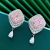 Kolczyki Dangle 2023 Design High Carbon Diamond 6 Pink Earstuds Women's Light Luksus S925 Pure Silver Ear Jewelry