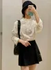 Faldas Mujer 2023 moda elegante plisada decoración mezcla de lana Slim Mini falda Vintage cintura alta cremallera Mujer