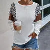 Women's Hoodies Women Long Sleeve O Neck One Shoulder Blouse Top Leopard Patchwork Pullover Female Sexy Clothing