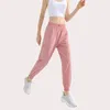 Active Pants Lu med logotyp Sweatpants Women's Loose Zipper Solid Color Running Yoga Thin Training Fitness Fashion Casual Pan